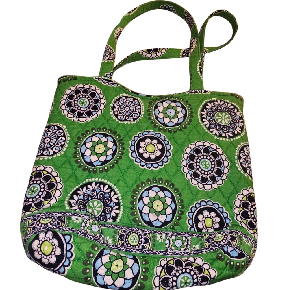 Vera Bradley Green Patterned Tote Bag - Picture 2 of 3